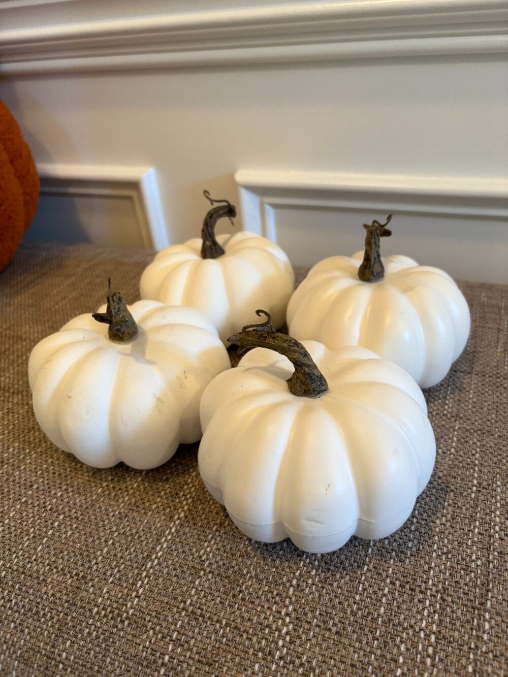 Set of 4 White Pumpkins
